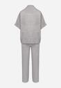 Szary Dzianinowy Komplet Oversize z Wiskozą Szerokie Spodnie i T-shirt Lannethria