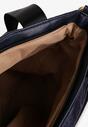 Granatowa Torebka Shopper z Imitacji Zamszu z Ozdobnym Łańcuszkiem Leannor