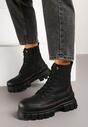 Czarne Botki Trapery na Platformie Sassilya