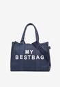 Granatowa Pleciona Torebka Shopper Seviola