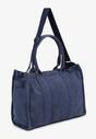 Granatowa Pleciona Torebka Shopper Seviola