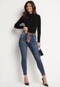 Niebieskie Jeansy Skinny Push Up z Wiązanym Paskiem Senamia