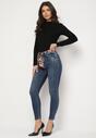Niebieskie Jeansy Skinny Push Up z Wiązanym Paskiem Senamia