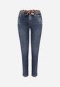 Niebieskie Jeansy Skinny Push Up z Wiązanym Paskiem Senamia