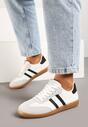 Białe Sneakersy z Imitacji Zamszu na Płaskiej Podeszwie Memeriana