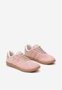 Różowe Sneakersy z Imitacji Zamszu na Płaskiej Podeszwie Memeriana