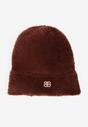 Brązowa Czapka Typu Beanie z Wełną i Wiskozą Ozdobiona Naszywką Borirra