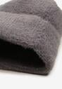 Szara Czapka Typu Beanie z Wełną i Wiskozą Ozdobiona Naszywką Borirra