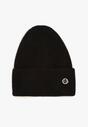 Czarna Czapka z Angorą w Stylu Beanie Ozdobiona Aplikacją Delarielis
