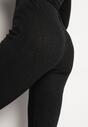 Czarne Brokatowe Spodnie Dzwony High Waist z Wiskozą i Gumką w Pasie Emaleira