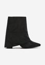 Czarne Botki z Wywiniętą Cholewką z Cyrkoniami Emiraethe