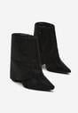 Czarne Botki z Wywiniętą Cholewką z Cyrkoniami Emiraethe
