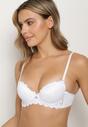 Biały Biustonosz Push Up Ozdobiony Koronką Temavessa