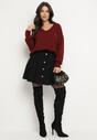 Bordowy Sweter z Bawełną Oversize Yorate