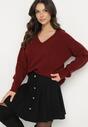 Bordowy Sweter z Bawełną Oversize Yorate