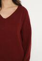 Bordowy Sweter z Bawełną Oversize Yorate