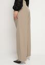 Beżowe Szerokie Spodnie Garniturowe High Waist Nalinas