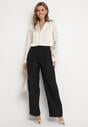 Czarne Szerokie Spodnie Garniturowe High Waist Nalinas