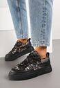 Czarne Sneakersy z Panterkowym Wzorem Calidi