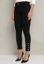 Czarne Jeansy Skinny z Efektem Push Up Ozdobione Guzikami Zolvila