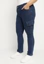 Granatowe Jeansy Cargo Regular Waist o Prostym Kroju Belvila