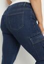Granatowe Jeansy Cargo Regular Waist o Prostym Kroju Belvila