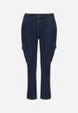 Granatowe Jeansy Cargo Regular Waist o Prostym Kroju Belvila