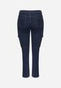 Granatowe Jeansy Cargo Regular Waist o Prostym Kroju Belvila