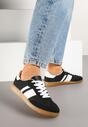 Czarne Sneakersy Tenisówki z Ozdobnymi Paskami Nelidi