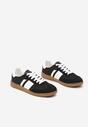 Czarne Sneakersy Tenisówki z Ozdobnymi Paskami Nelidi