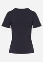 Granatowy Klasyczny T-shirt z Bawełny Lorali