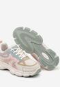 Beżowo-Różowe Sneakersy na Grubej Podeszwie z Tłoczeniami Fellira