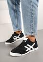 Czarne Płaskie Sneakersy Ozdobione Paskami Almi