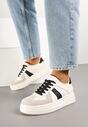 Beżowo-Czarne Sznurowane Sneakersy na Grubej Podeszwie z Geometrycznym Motywem Melmi