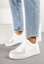 Białe Sznurowane Sneakersy na Grubej Podeszwie z Geometrycznym Motywem Melmi
