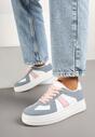 Niebiesko-Białe Sznurowane Sneakersy na Grubej Podeszwie z Geometrycznym Motywem Melmi
