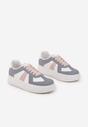 Niebiesko-Białe Sznurowane Sneakersy na Grubej Podeszwie z Geometrycznym Motywem Melmi