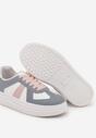Niebiesko-Białe Sznurowane Sneakersy na Grubej Podeszwie z Geometrycznym Motywem Melmi