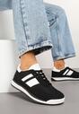 Czarne Sneakersy Tenisówki z Ozdobnymi Paskami Flormi