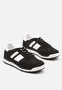 Czarne Sneakersy Tenisówki z Ozdobnymi Paskami Flormi