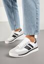 Biało-Czarne Sneakersy Tenisówki z Ozdobnymi Paskami Flormi