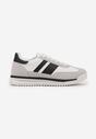 Biało-Czarne Sneakersy Tenisówki z Ozdobnymi Paskami Flormi