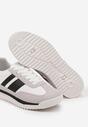 Biało-Czarne Sneakersy Tenisówki z Ozdobnymi Paskami Flormi