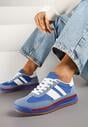 Niebieskie Sneakersy Tenisówki z Ozdobnymi Paskami Flormi