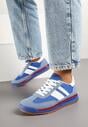 Niebieskie Sneakersy Tenisówki z Ozdobnymi Paskami Flormi