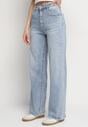 Jasnoniebieskie Jeansy z Szeroką Nogawką i Wysokim Stanem Delarosea