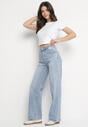 Jasnoniebieskie Jeansy z Szeroką Nogawką i Wysokim Stanem Delarosea
