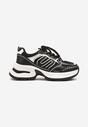 Czarne Sneakersy na Grubej Tłoczonej Podeszwie z Geometrycznym Wzorem Deliorith