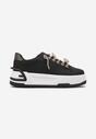 Czarne Sneakersy na Grubej Podeszwie z Cyrkoniami Deoliae