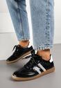 Czarne Sneakersy Tenisówki Lakierowane Ozdobione Koronką Deolana